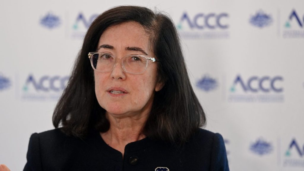 ACCC Chair Gina Cass-Gottlieb speaks to media. (AAP Image/Bianca De Marchi) 