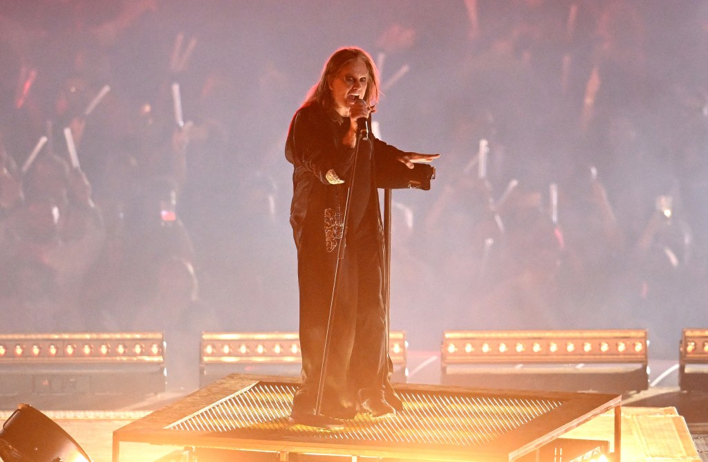Ozzy Osbourne performs during the Closing Ceremony of the XXII Commonwealth Games on Day 11 in Birmingham, England, Monday, August 8, 2022. (AAP Image/Darren England) 