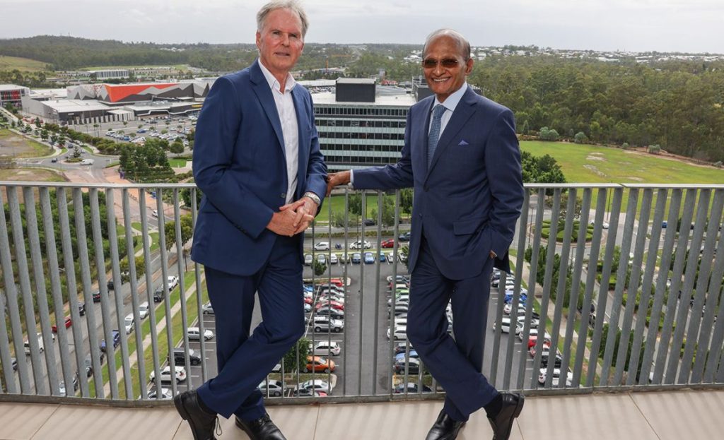 Springfield developers Bob Sharpless (left) and Maha Sinnathamby celebrate the 30th anniversary of the development. (Photo supplied).