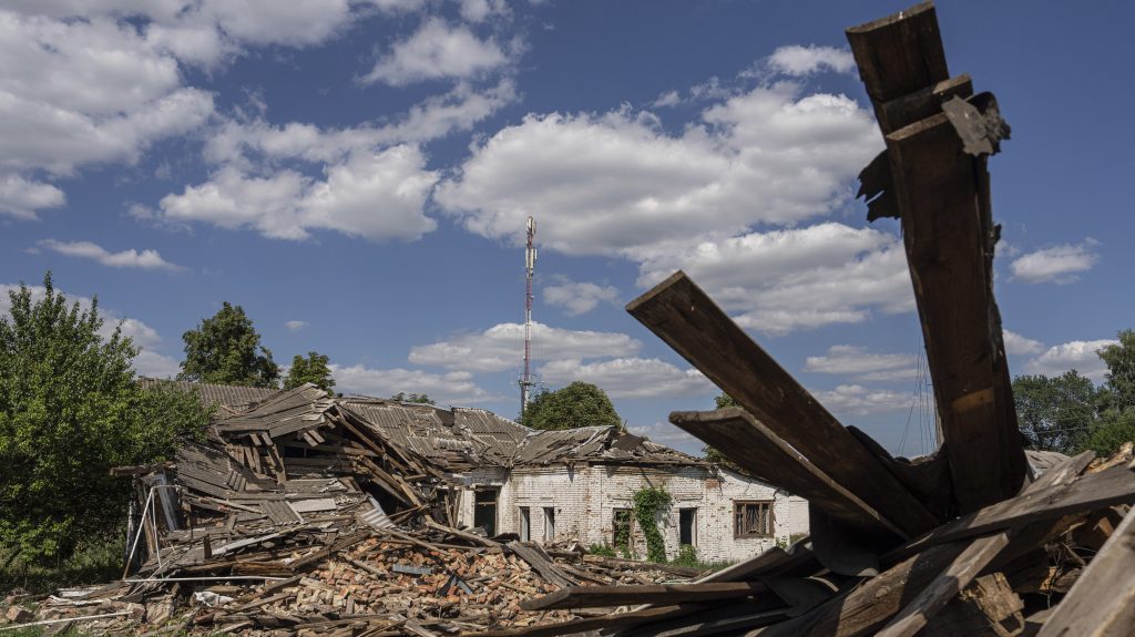 The therapy department which was destroyed after a Russia attack on the hospital in Zolochiv, Kharkiv region, Ukraine, Sunday, July 31, 2022. Ukraine's health care system already was struggling due to corruption, mismanagement and the COVID-19 pandemic. But the war with Russia has only made things worse, with facilities damaged or destroyed, medical staff relocating to safer places and many drugs unavailable or in short supply. (AP Photo/Evgeniy Maloletka)