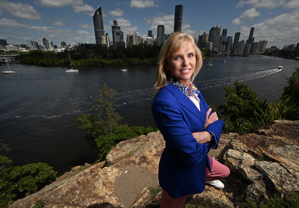 Brisbane 2032 Olympics CEO Cindy Hook on the Kangaroo Point cliffs overlooking Brisbane, QLD, Australia.  (pic Lyndon Mechielsen/Brisbane 2032)