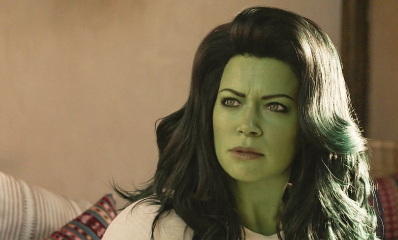 Tatiana Maslany as Jennifer “Jen” Walters/She-Hulk in Marvel Studios’ She-Hulk: Attorney at Law. (Image: Marvel Studios)