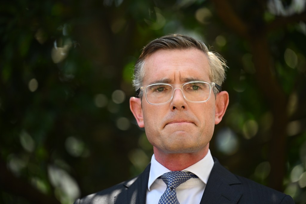 NSW Premier Dominic Perrottet apologises for wearing a nazi uniform during his 21st birthday party during a press conference at NSW Parliament House. (AAP Image/Dean Lewins) 