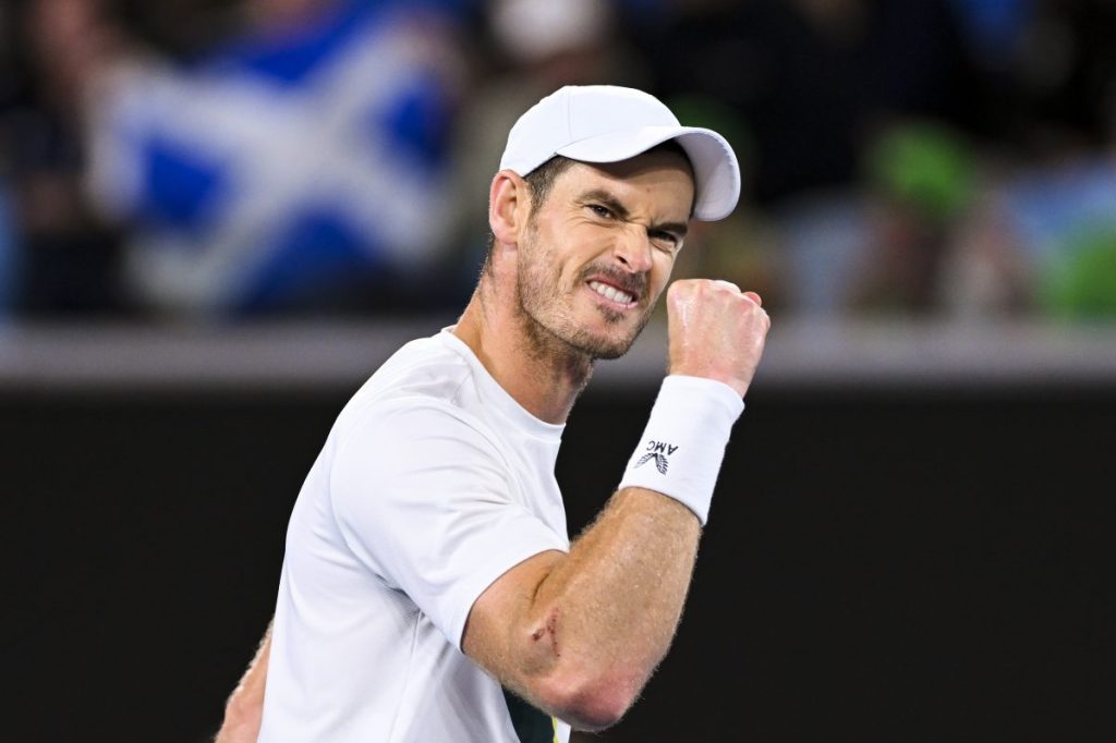 Andy Murray during his second round victory over Thanasi Kokkinakis  2023 Australian Open. (AAP Image/Lukas Coch)