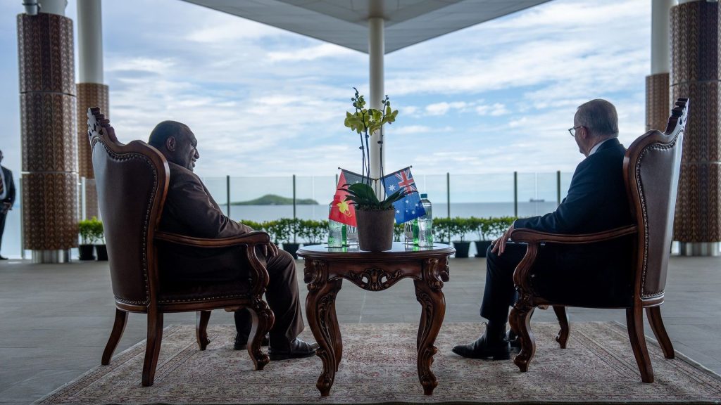 Prime Minister Anthony Albanese meets his PNG counterpart, James Marape, in Port Moresby. (Image: PM&C)