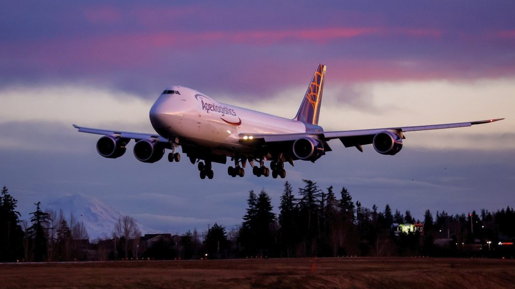 The final Boeing 747 lands at Paine Field following a test flight Tuesday. . Since it debuted in 1969, the 747 has served as a cargo plane, a commercial aircraft capable of carrying nearly 500 passengers, and the Air Force One presidential aircraft, but it has been rendered obsolete by more profitable and fuel-efficient models. (Jennifer Buchanan/The Seattle Times via AP)