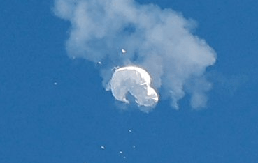A Chinese surveillance balloon has been shot down - one of several incidents involving US military aircraft in the past few days. (BBC image)