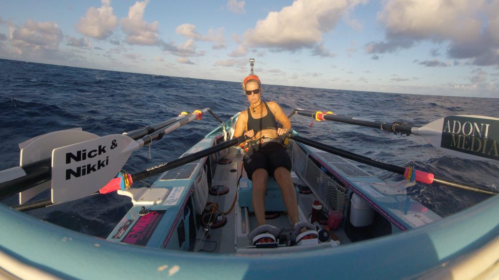 A supplied undated file image obtained Sunday, April 2, 2023 shows solo rower Michelle Lee, who will end her 14,000k journey from Mexico to Cairns Monday. (AAP Image/Supplied by Liz Inglis Media) NO ARCHIVING, EDITORIAL USE ONLY