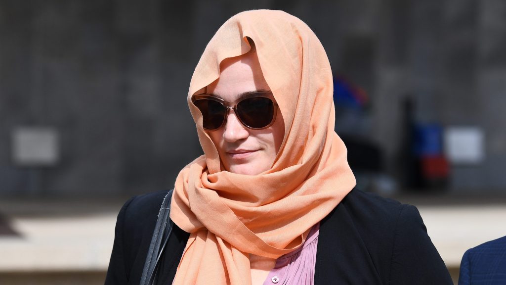 Stephanie Bennett leaves the Beenleigh Magistrates Court in Brisbane, Wednesday, April 26, 2023. (AAP Image/Jono Searle) 