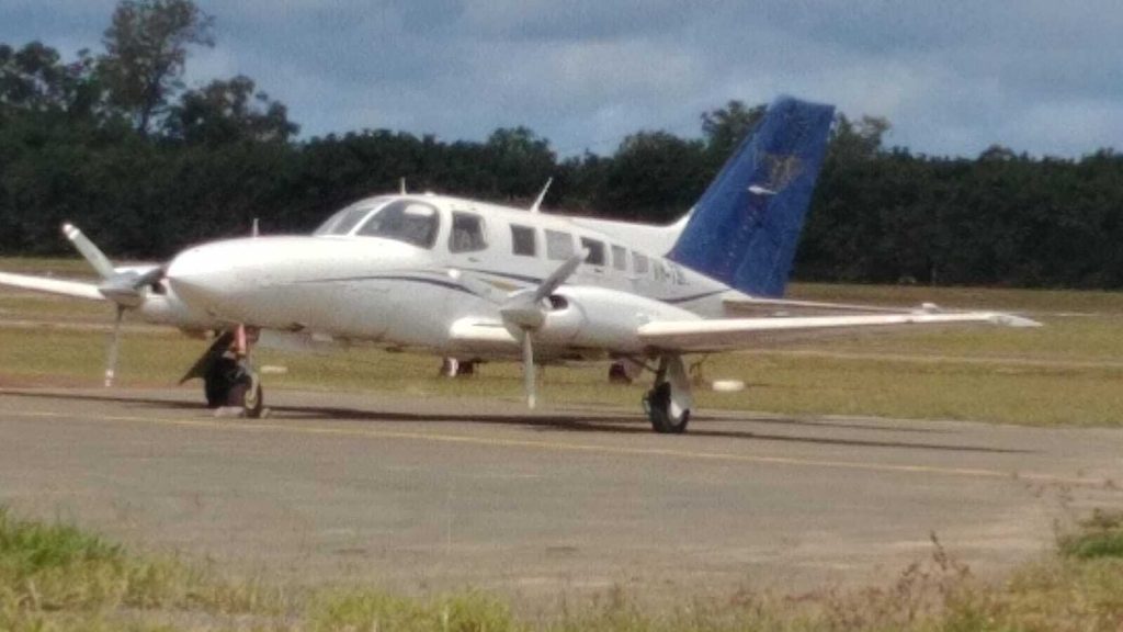 An aircraft used by an alleged organised crime syndicate at Mareeba in North Queensland. An operation involving Australian authorities seized cocaine with an estimated street value of $80 million in an international operation . (AAP Image/AFP) 