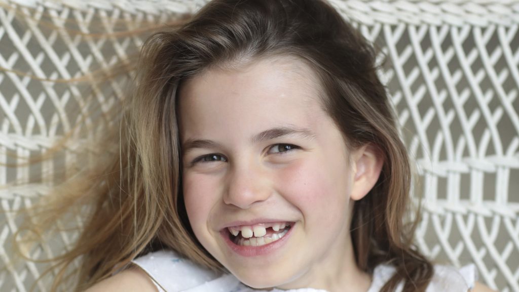 Undated handout photo issued on Monday May 1, 2023 by Kensington Palace of Princess Charlotte, taken in Windsor this weekend by her mother, The Princess of Wales, ahead of her eighth birthday on Tuesday May 2, 2023. (The Princess of Wales via AP)