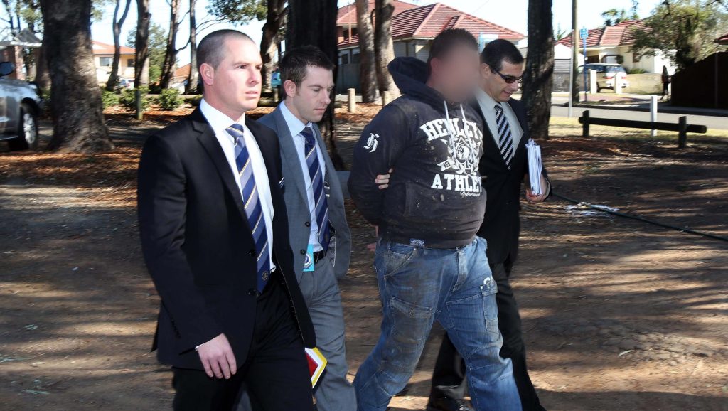 A man being arrested with the death of Gemahl Maika, 38, who was a Crown witness in relation to Operation Schoale, a joint NSW Police Force and NSW Crime Commission operation. The arrest was believed to have links to an assassination-style murder of a crime figure at Sydney's Bondi Junction  (AAP Image/NSW Police Media)