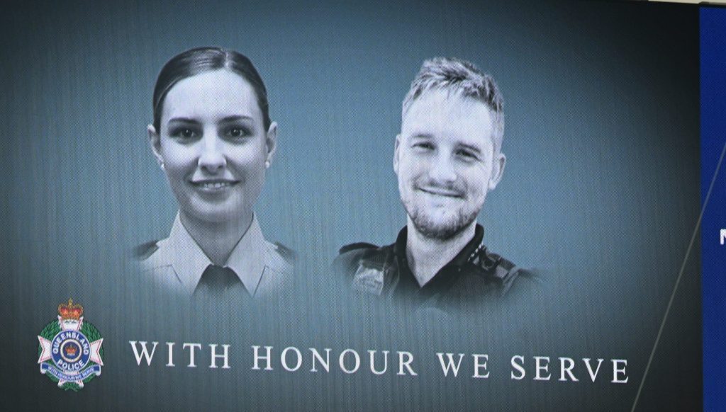 Constable Rachel McCrow  and Constable Matthew Arnold (AAP Image/Dave Hunt) 