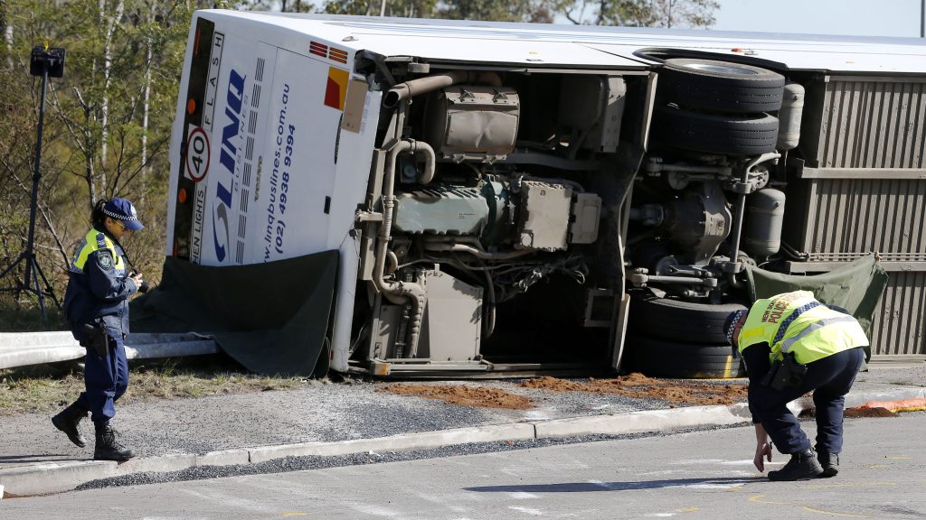  As many as 10 people have been killed in a bus crash in the NSW Hunter Valley, police say.  (AAP Image/Darren Pateman) 