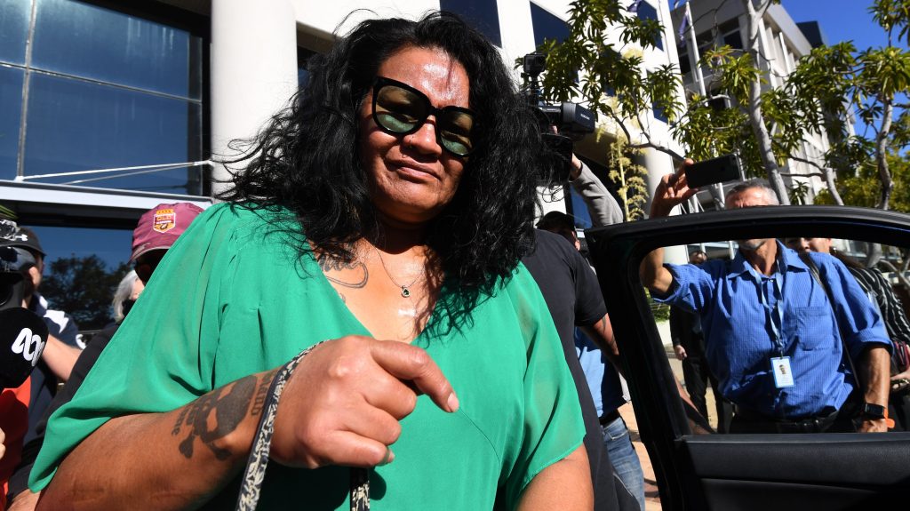 Uiatu "Joan" Taufua, mother of Brisbane Broncos star Payne Haas, leaves the magistrates court in Southport. . (AAP Image/Dan Peled) 