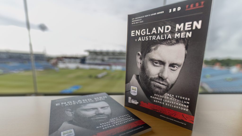 The official program for this week's Third Test at Headingley make it clear that the Brits haven't yet moved on from the Jonny Bairstow controversy. (Photo by Mark Cosgrove/News Images) in Leeds, United Kingdom on 7/6/2023. (Photo by Mark Cosgrove/News Images/Sipa USA)
