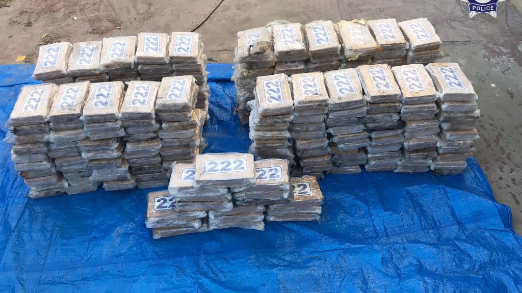 A supplied image  of 247kg of cocaine seized by police worth more than $61m hidden in the hull of a yacht moored in Townsville. Two men have been charged with importing over $60 million worth of cocaine after almost 250kg of the drug was found in a yacht moored in Townsville. (AAP Image/Supplied by Australian Federal Police) 