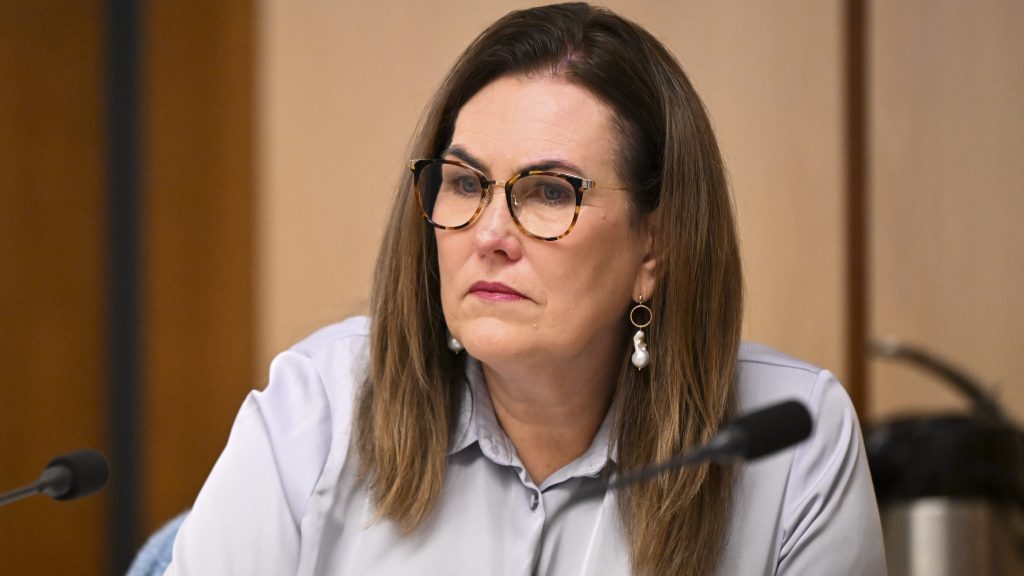 Labor Senator Deborah O’Neill speaks during a Senate inquiry at Parliament House  (AAP Image/Lukas Coch) 