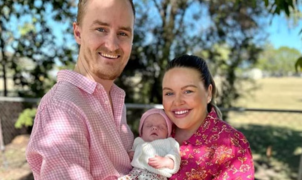 Matthew Cox with his wife Tayla Cox and their baby.(Supplied: Facebook)