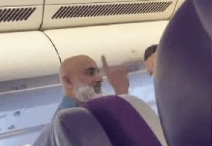 The unruly passenger whose tirade about Mohammad forced the pilot to return the flight to Sydney. (Image: ABC)