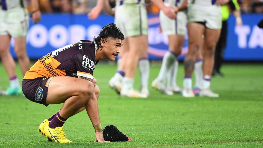 Brendan Piakura of the Broncos has suffered an ankle injury during training and is now in doubt for Friday's clash with the Cowboys.  (AAP Image/Jono Searle) 