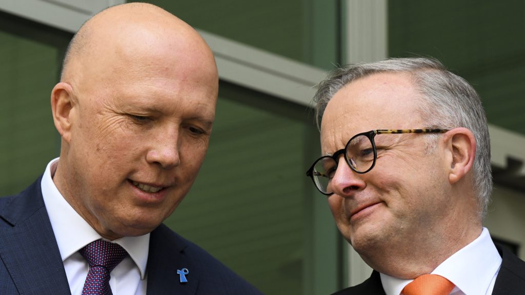 Thumbnail for One of these men is pleased with the latest Newspoll, the man on the right is not