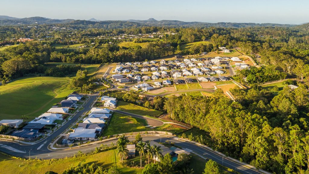 A housing development near Palmwoods on the Sunshine Coast. Latest figures show the population spike may already be waning. (Image: Panorama)