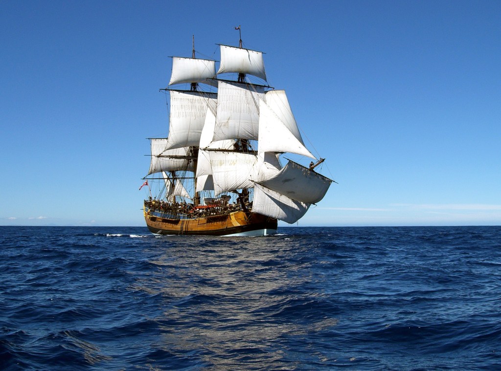 A supplied undated image obtained Thursday, February 3, 2022 shows the the Endeavour replica ship. (AAP Image/Supplied by the Australian National Maritime Museum, Stephen Schmidt) NO ARCHIVING, EDITORIAL USE ONLY
