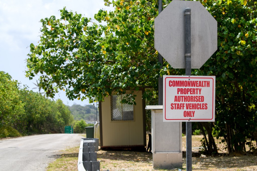 Signage is seen at the entrance of the Christmas Island Australian Immigration Detention Centre in Christmas Island, Saturday, November 4, 2023. The Christmas Island detention centre has been empty since mid 2023, with all remaining detainees brought to the Australian mainland, under the Albanese Government. (AAP Image/Bianca De Marchi) NO ARCHIVING