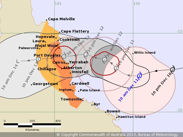 The Bureau of Meteorology says TC Jasper is now forecast to cross as a category 2 system on Wednesday, most likely between Cape Flattery and Cardwell and weaken as it moves inland during Thursday towards the Gulf of Carpentaria. 