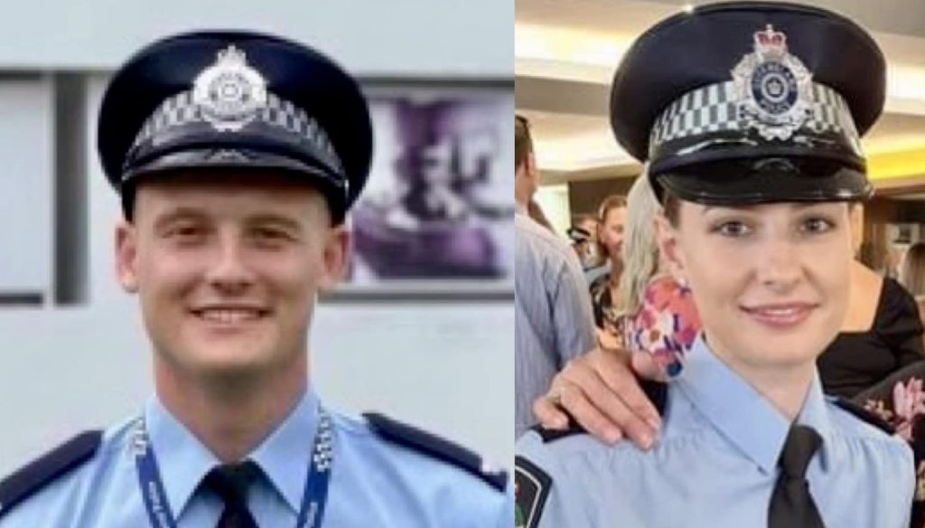 Constable Matthew Arnold  and Constable Rachel McCrow. (AAP Image/Supplied by the Queensland Police Union) 