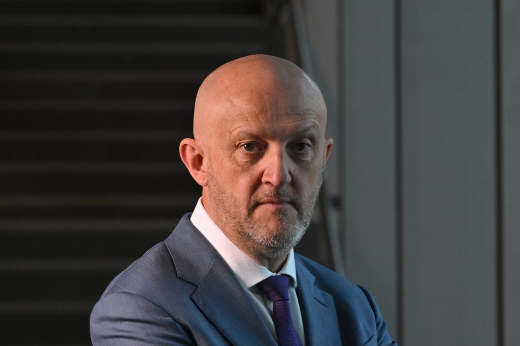 Australian Security Intelligence Organisation ASIO Director General Mike Burgess poses for a portrait ahead of his annual threat assessment speech at ASIO headquarters in Canberra, Wednesday, February 28, 2024. (AAP Image/Mick Tsikas) 