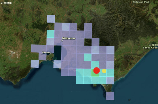 Geoscience Australia released this graphic image of this morning's earthquake south of Melbourne.
