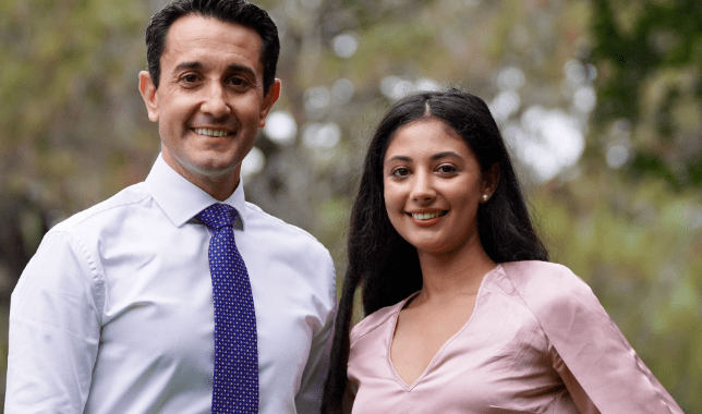 Opposition leader David Crisafulli and the LNP Candidate for Pumicestone Ariana Doolan. (Image supplied)