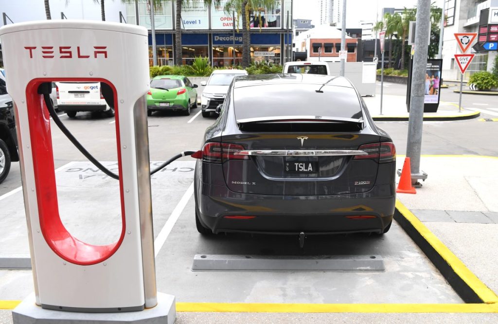 A stock image of a Tesla model X car. (AAP Image/Dan Peled) 