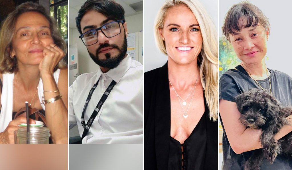 A combined image of four undated supplied images shows Bondi Junction stabbing victims (L-R) Pikria Darchia, Faraz Tahir, Ashlee Good and Jade Young. (AAP Image/Supplied by NSW Police, Ahmadiyya Muslim Community Australia, the Good family)