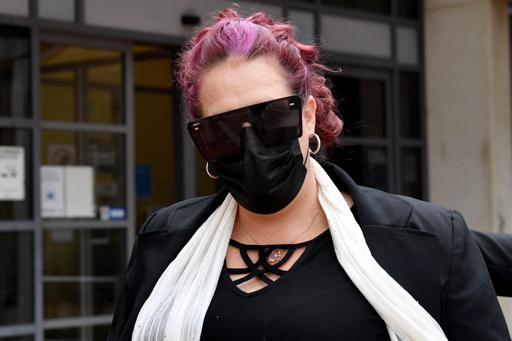 Kallista Sue Mutten departures the Campbelltown Local Court in Sydney, Tuesday, October 25, 2022. (AAP Image/Bianca De Marchi) 