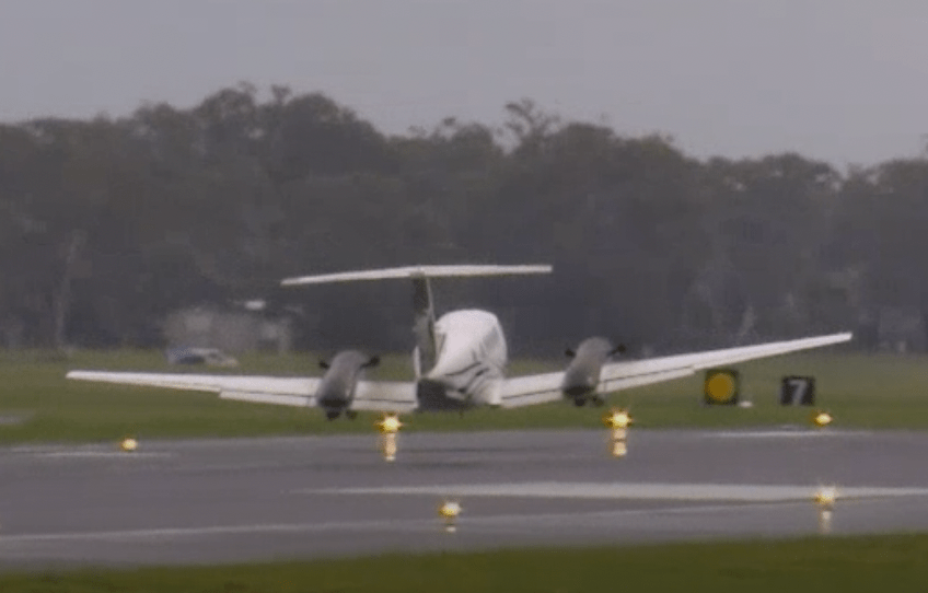 Thumbnail for Runway drama as light plane makes belly-landing after landing gear failure