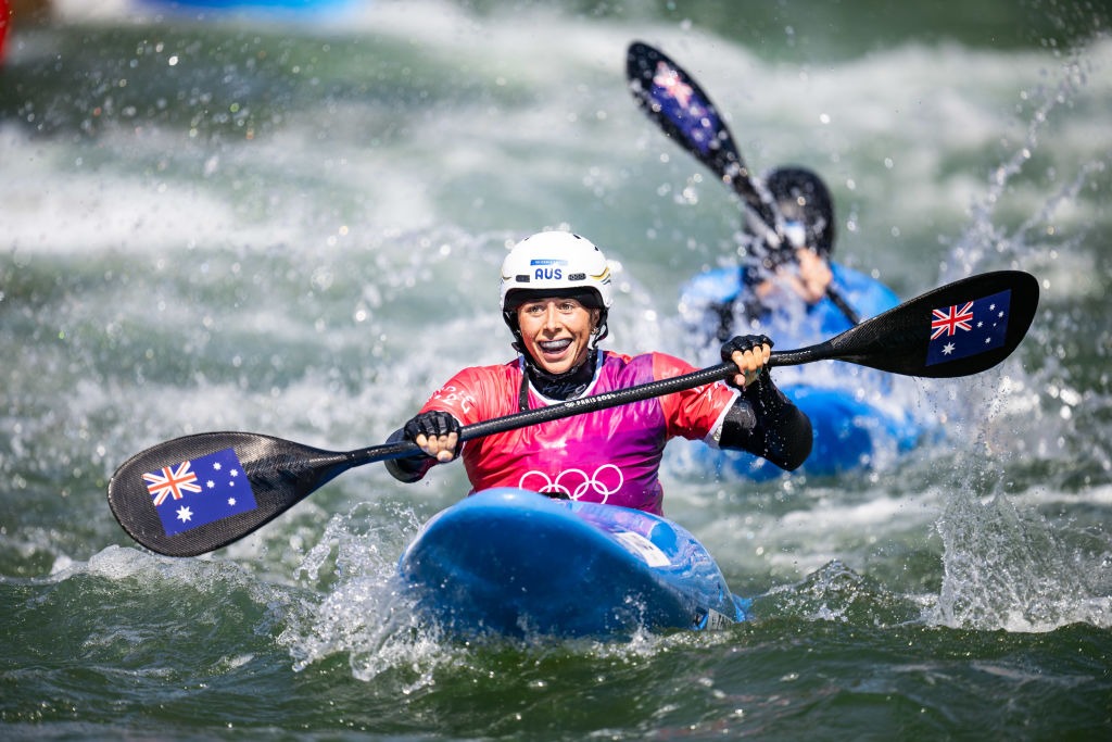 Noemie Fox has won the canoe slalom women’s kayak cross. Photo: Getty
