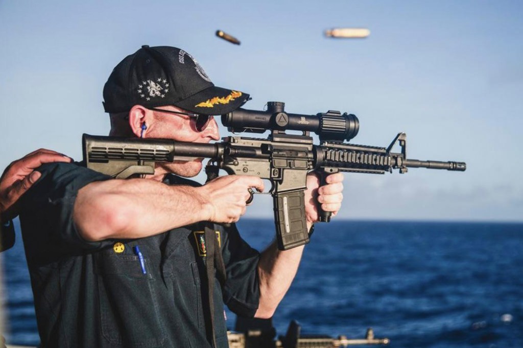 Thumbnail for Flop gun: US Navy ship’s captain pictured firing rifle with scope on backwards